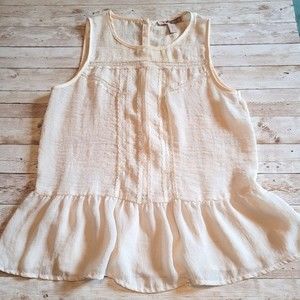 Forever 21 Cream Lace Peplum Chiffon Top | Boho Top | Crop Top